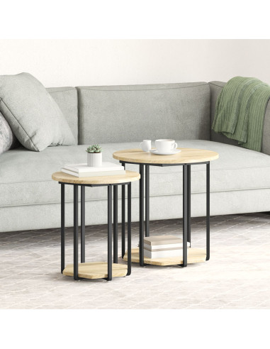 Set tavolini con lo scaffale 2 pcs Marrone