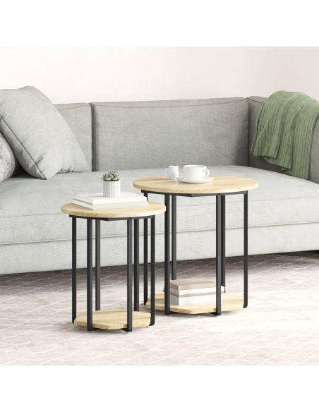 Set tavolini con lo scaffale 2 pcs Marrone