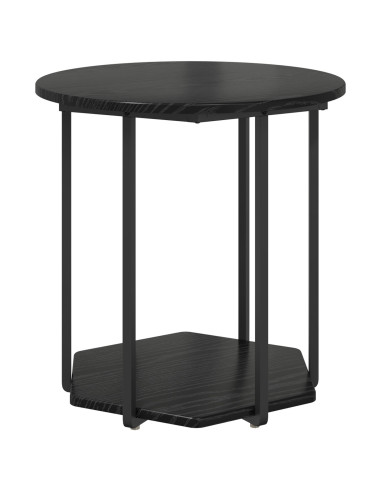 Set tavolini con lo scaffale 2 pcs Rovere Nero