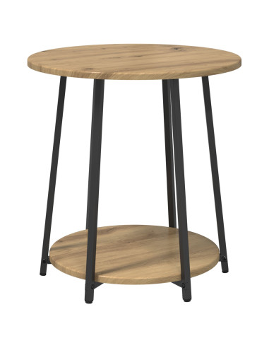 Set tavolini con lo scaffale 2 pcs Rovere Artigianale e Nero