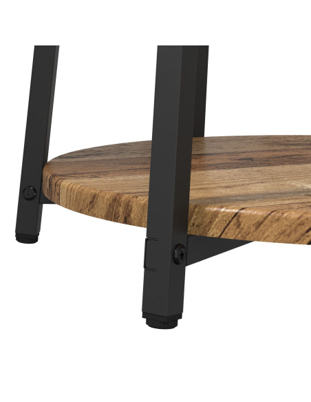 Set di 2 Tavolini in Legno Vecchio, Legno Ingegnerizzato e Metallo