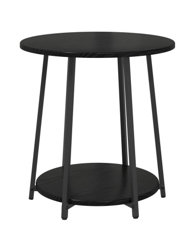 Set tavolini con lo scaffale 2 pcs Rovere Nero