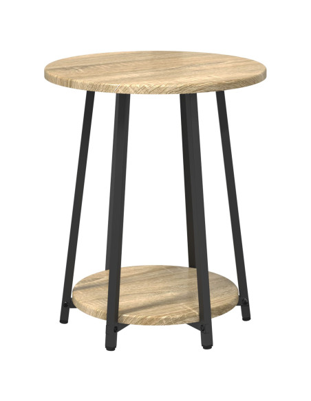 Set di 2 tavolini in legno ingegnerizzato rovere Sonoma e metallo