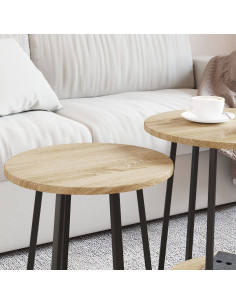 Set tavolini con lo scaffale 2 pcs Rovere Sonoma e Nero 2