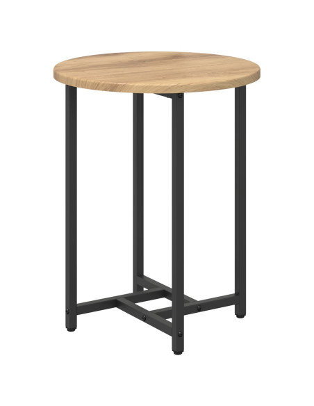 Set di 2 Tavolini in Legno Composito di Quercia e Metallo