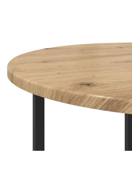 Set di 2 Tavolini in Legno Composito di Quercia e Metallo