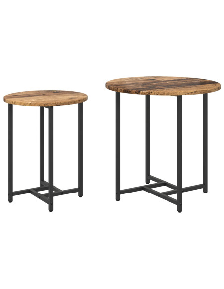 Set tavolini 2 pcs Legno Antico e Nero