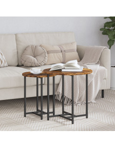 Set tavolini 2 pcs Rovere Affumicato e Nero 2
