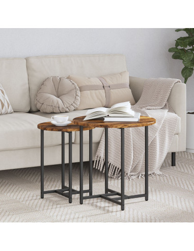 Set tavolini 2 pcs Rovere Affumicato e Nero