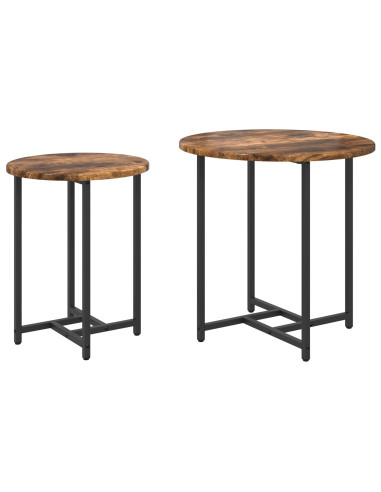 Set tavolini 2 pcs Rovere Affumicato e Nero