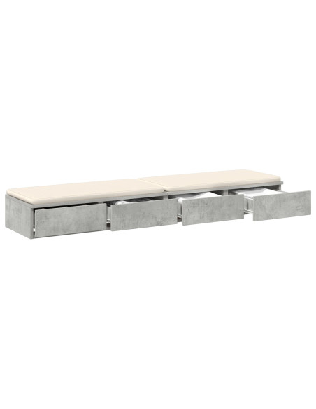 Cassetti da letto  in grigio cemento, 140x36.5x16.5 cm, realizzati in legno ingegnerizzato