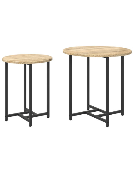 Set di 2 Tavolini in Legno Ingegnerizzato Rovere Sonoma e Metallo
