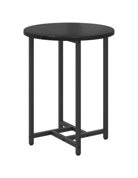 Set di 2 Tavolini in Legno di Quercia Nero e Metallo