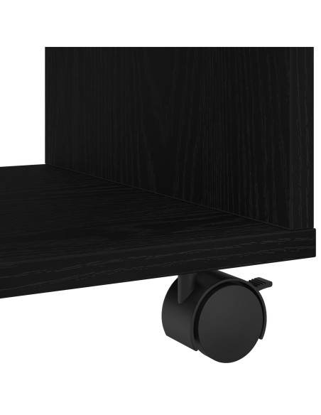 Tavolino con Ruote Rovere Nero 72x33x42,5 cm Legno Ingegnerizzato