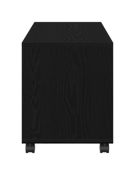Tavolino con Ruote Rovere Nero 72x33x42,5 cm Legno Ingegnerizzato