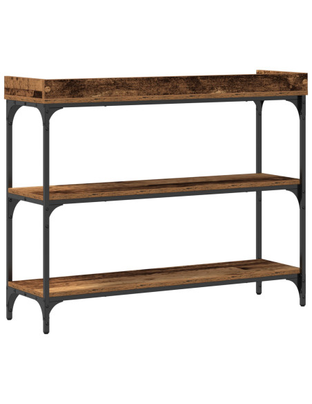 Console Table in Legno Antico 100x30x80 cm in Legno Ingegnerizzato e Acciaio