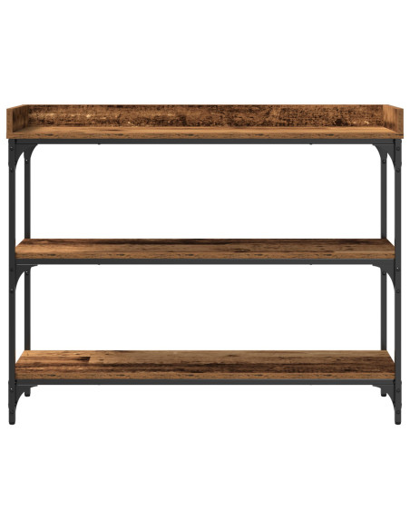 Console Table in Legno Antico 100x30x80 cm in Legno Ingegnerizzato e Acciaio