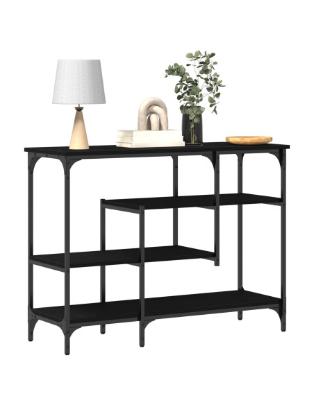 Tavolo Consolle Nero Quercia 100x35x75 cm Legno ingegnerizzato e Acciaio