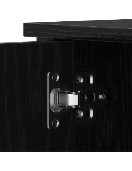 Mobile TV  Nero Rovere 80x40x50 cm Legno ingegnerizzato e Acciaio