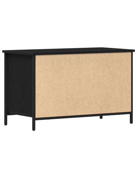 Mobile TV  Nero Rovere 80x40x50 cm Legno ingegnerizzato e Acciaio