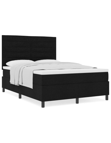 Letto a molle con materasso Nero 140 x 200 cm Tessuto