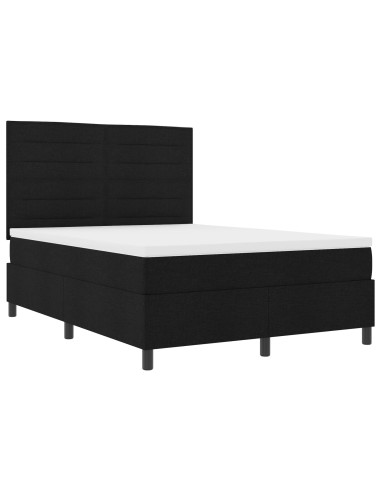Letto a molle con materasso Nero 140 x 200 cm Tessuto