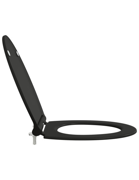 Sedile per WC con rilascio rapido e chiusura morbida in Duroplast Nero