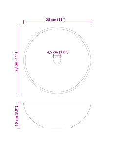Lavandino Ø28x10 cm in Ceramica Nero Lucido