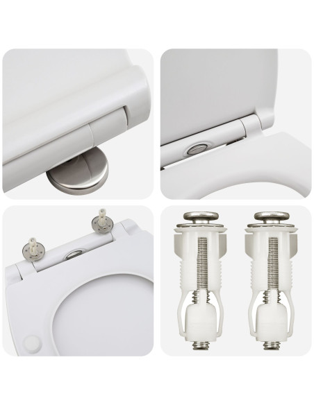 Toilet Seat con Chiusura Flessibile in Duroplast Bianco