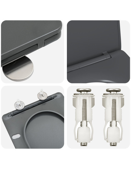 Sedile del WC con Chiusura Morbida in Duroplast Antracite di