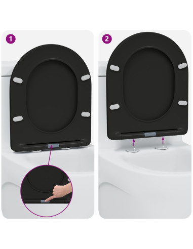 Sedile del WC Nero 47 x 36 x 3,4 cm Duroplast