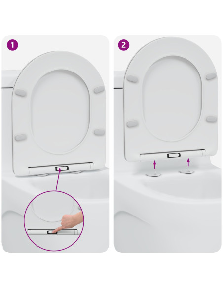 Sedile per Toilette con Chiusura Rapida e Soft Close in Duroplast Bianco