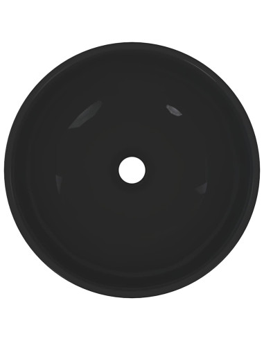 Lavandino Ø28x10 cm in Ceramica Nero Lucido