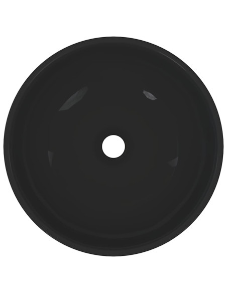 Lavandino Ø28x10 cm in Ceramica Nero Lucido