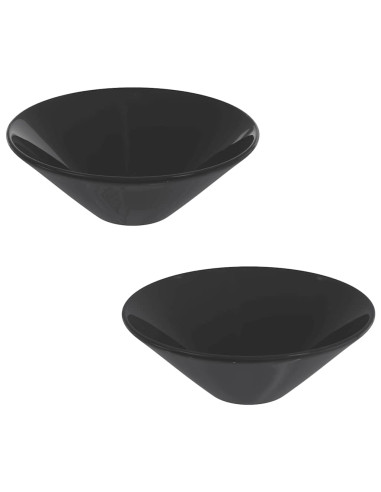 Lavandini 2 pz Nero Lucido Ø42x14 cm in Ceramica