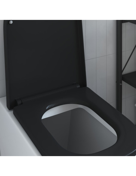 Sedile per WC con Rilascio Rapido e Chiusura Morbida in Duroplast Nero