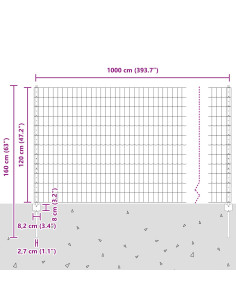 Recinzione con Posto Verde 1,2 x 10 m Acciaio e PVC