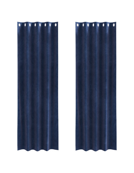 Tende Oscuranti  con Occhielli 2 pz Blu Scuro in Velluto