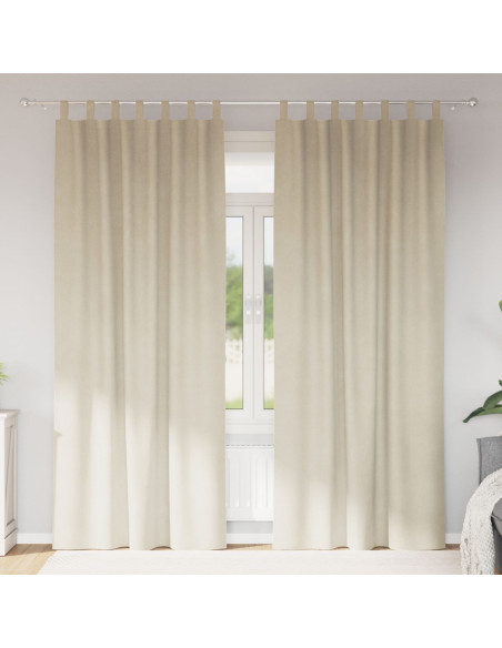 Tende Blackout  con anelli da appendere 2 pezzi in velluto crema