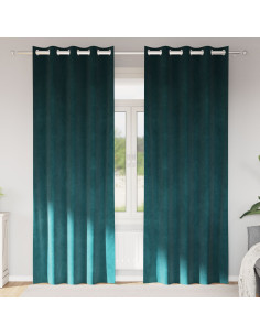 Tende oscuranti 2 pcs Verde Scuro 140 x 245 cm Velluto 2