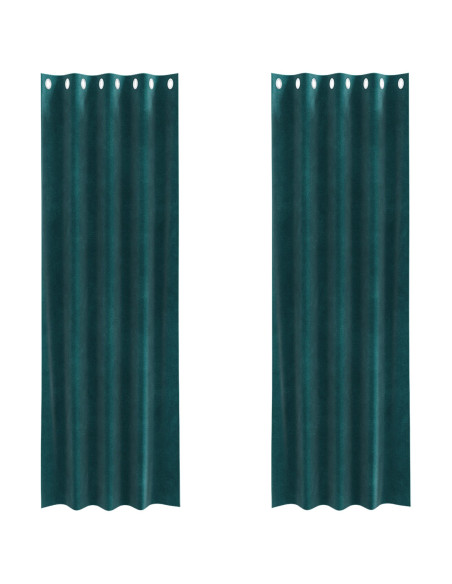 Tende oscuranti  con occhielli 2 pezzi Verde scuro in velluto
