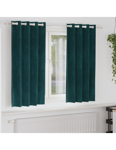 Tende oscuranti  con occhielli 2 pezzi Verde scuro Velluto