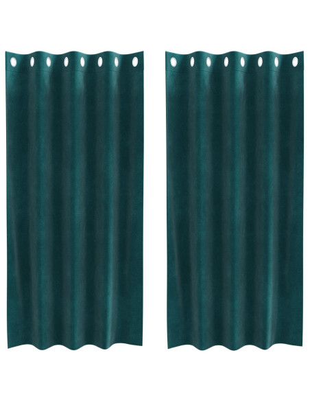 Tende oscuranti  con occhielli 2 pezzi Verde scuro Velluto