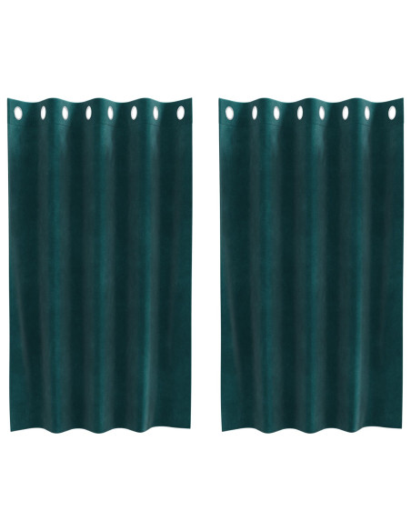 Tende oscuranti  con occhielli 2 pezzi Verde scuro in velluto