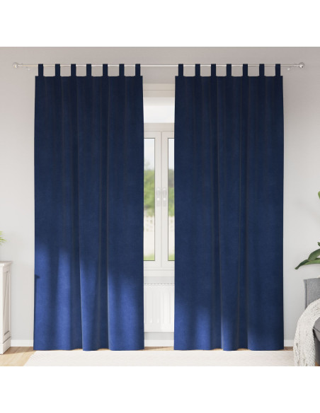 Tende Blackout  con anelli 2 pezzi in velluto blu scuro