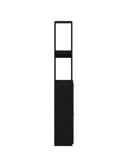 Armadio da bagno  Nero Rovere 25x25x170 cm in legno ingegnerizzato