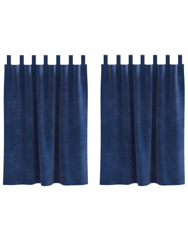 Tende oscuranti 2 pcs Blu Scuro 140 x 140 cm Velluto