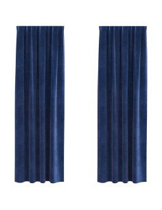 Tende oscuranti 2 pcs Blu Scuro 140 x 225 cm Velluto 2