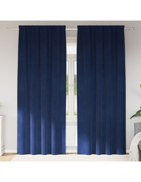 Tende oscuranti  con nastro superiore 2 pz Blu scuro Velluto
