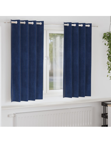 Tende oscuranti 2 pcs Blu Scuro 140 x 175 cm Velluto
